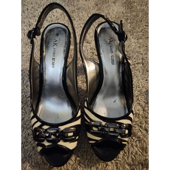 Anne Klein High Heels - Akevanston - Zebra Print, sling back 9M - Picture 1 of 14